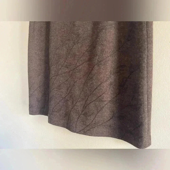 BROOKS BROTHERS Wool Slit Lined Pencil Skirt Size 14 Brown Floral Stitching - Picture 3 of 11